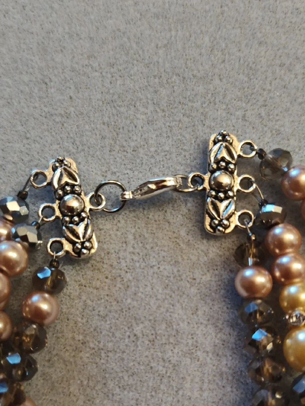 Rose and Champagne Multi-Strand Pearl Bracelet